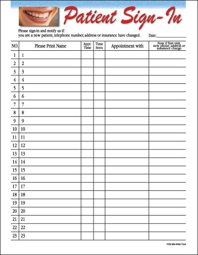 sign in sheets for medical offices. Patient Sign Sheets
