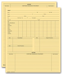 Vet Animal History Exam Record, 2 Sided, Card File Fold