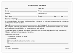 Veterinary Euthanasia Record