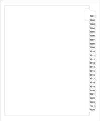 Avery Style Collated Number Divider Set 1001-2000.